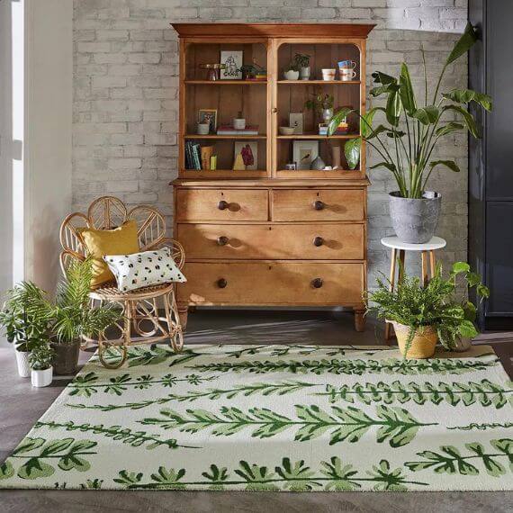 Tapis tufté main moderne laine floral Ferns